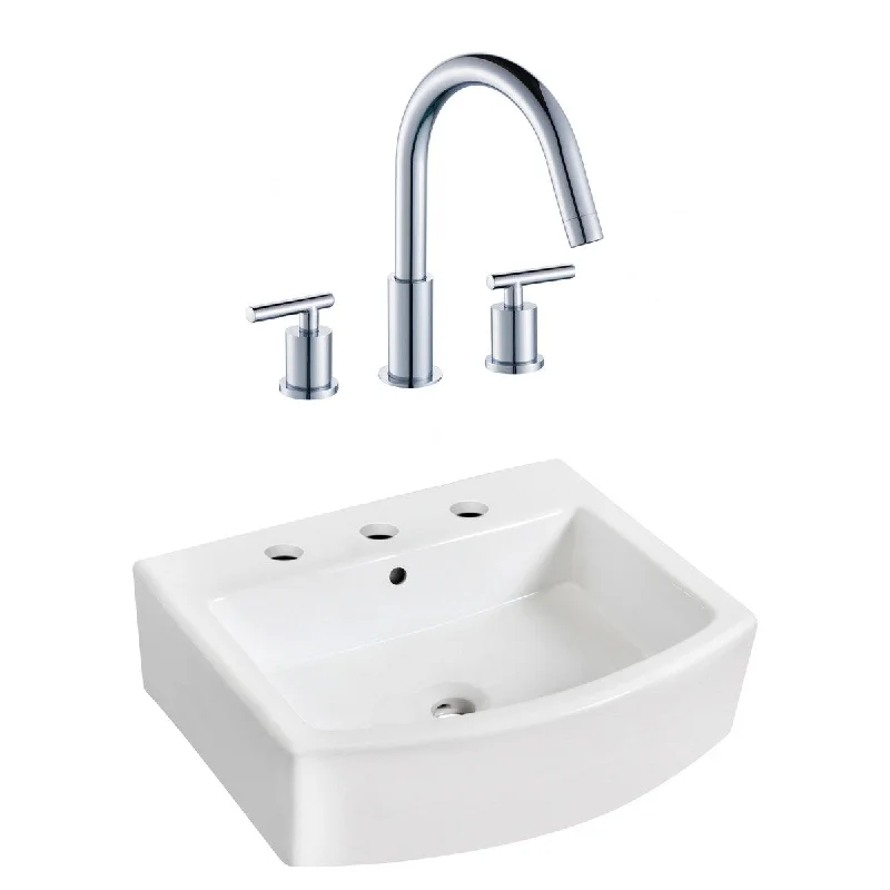 22.25-in. W Wall Mount White Vessel Set For 3H8-in. Center Faucet - Faucet Included