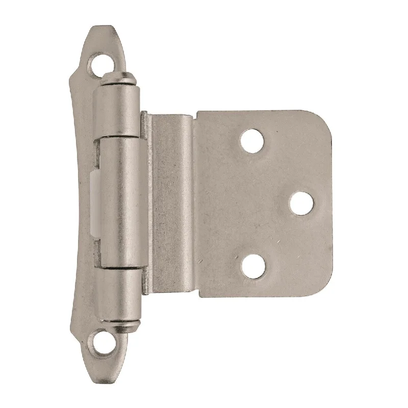 3/8in (10 mm) Inset Self-Closing, Face Mount Satin Nickel Hinge - 1 Pair - 2.75