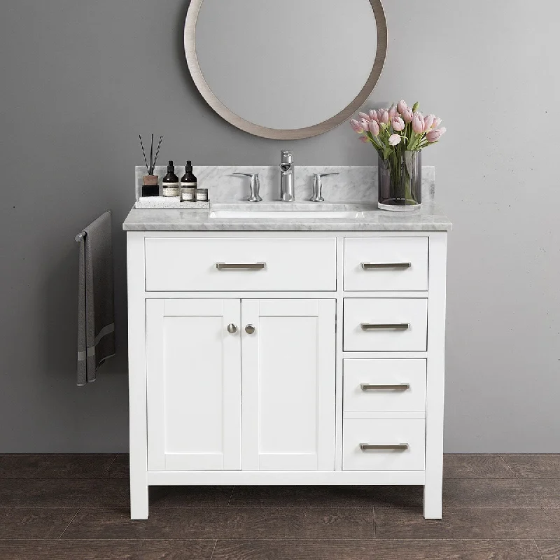 36" Single Solid Wood Bathroom Vanity Set with 3 Faucet Hole