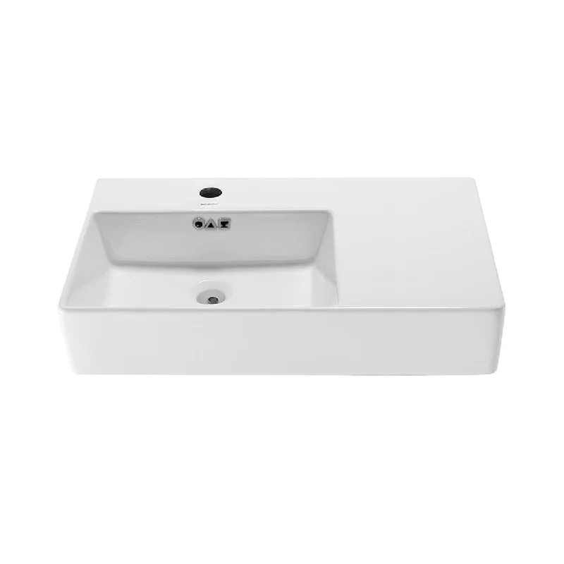 Angers 30" Left Side Faucet Wall-Mount Bathroom Sink - 29.5" x 16.3" 10.4"