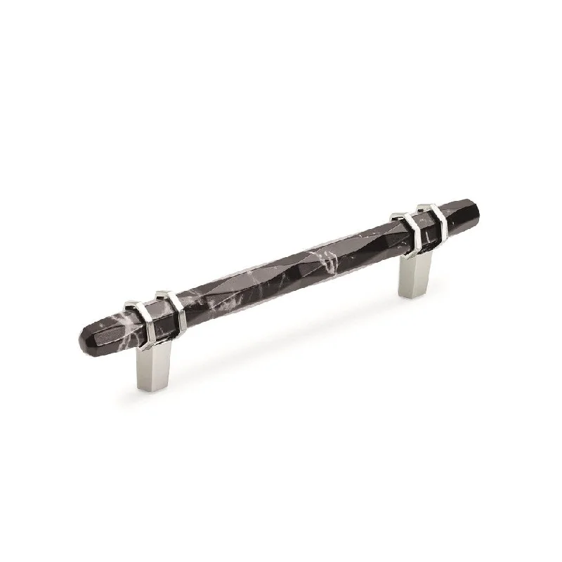 Carrione 5-1/16 in (128 mm) Center-to-Center Marble Black/Polished Nickel Cabinet Pull