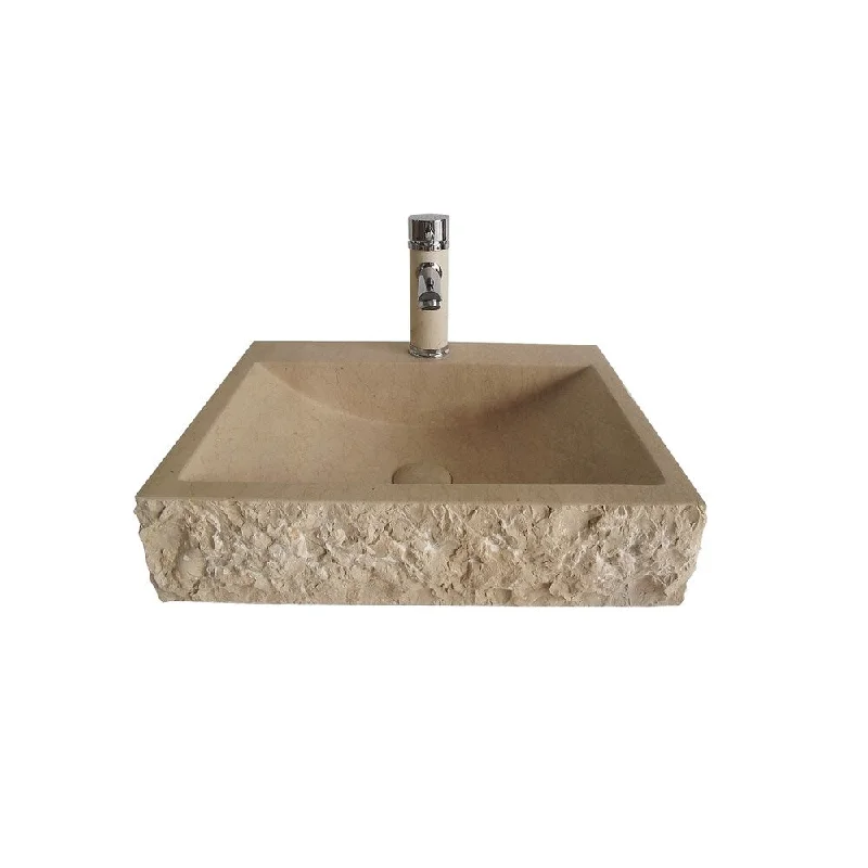 Galala Natural Marble Vessel Sink Bowl with Matching Faucet and Drain - Stone