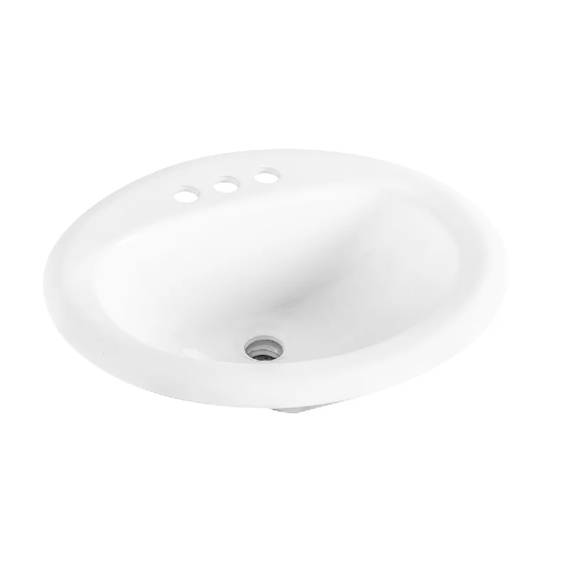 Gele 20''x17'' Oval Drop in Bathroom Sink, 3 Faucet holes 4'' Punching - 21''x17''