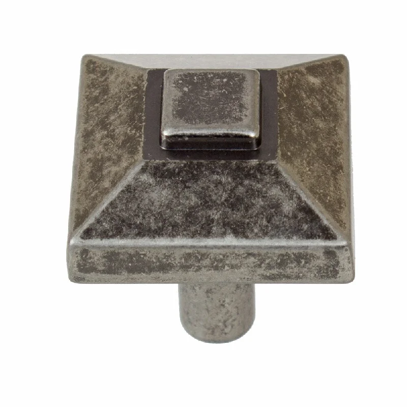 GlideRite 0.875-inch Square Pyramid Weathered Nickel Cabinet Knobs (Pack of 10 or 25)