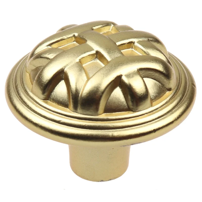 GlideRite 1-1/4-inch Gold Round Braided Cabinet Knobs (25-Pack) - Brass Gold