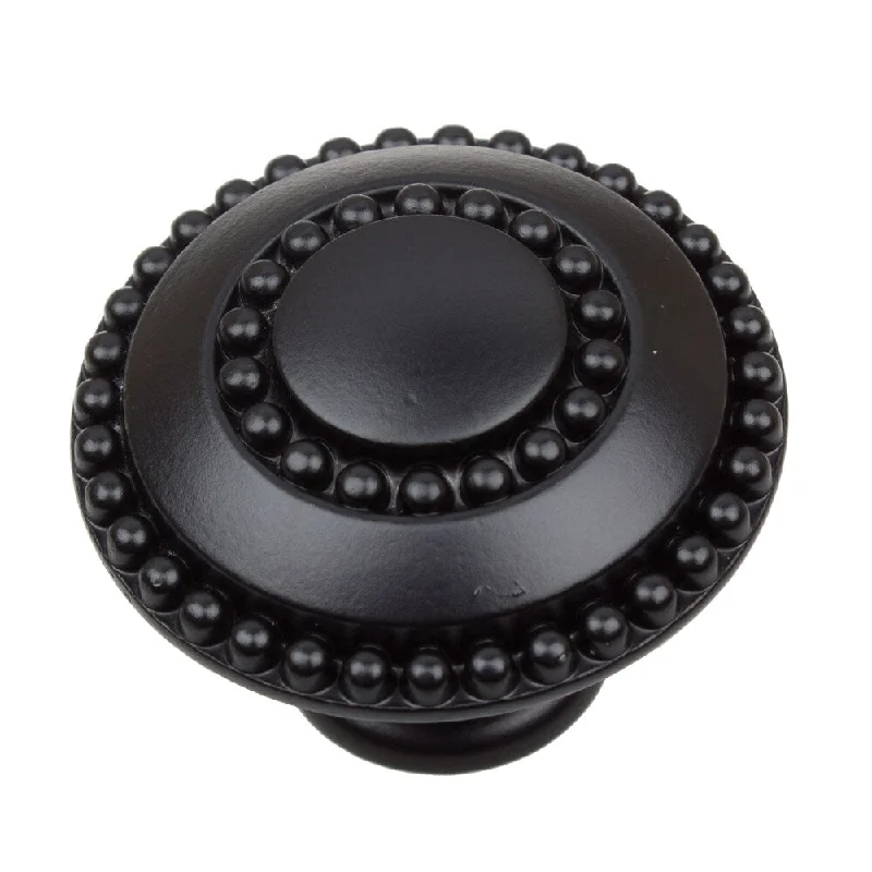 GlideRite 1.375-inch Round Double-Ring Beaded Matte Black Cabinet Knobs (Pack of 10 or 25)