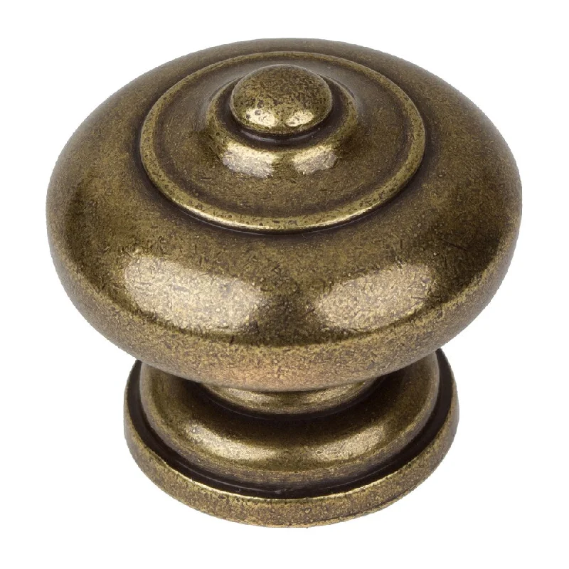 GlideRite 1.5-inch Antique Brass Round Ring Mushroom Cabinet Knobs (Pack of 10) - Antique Brass