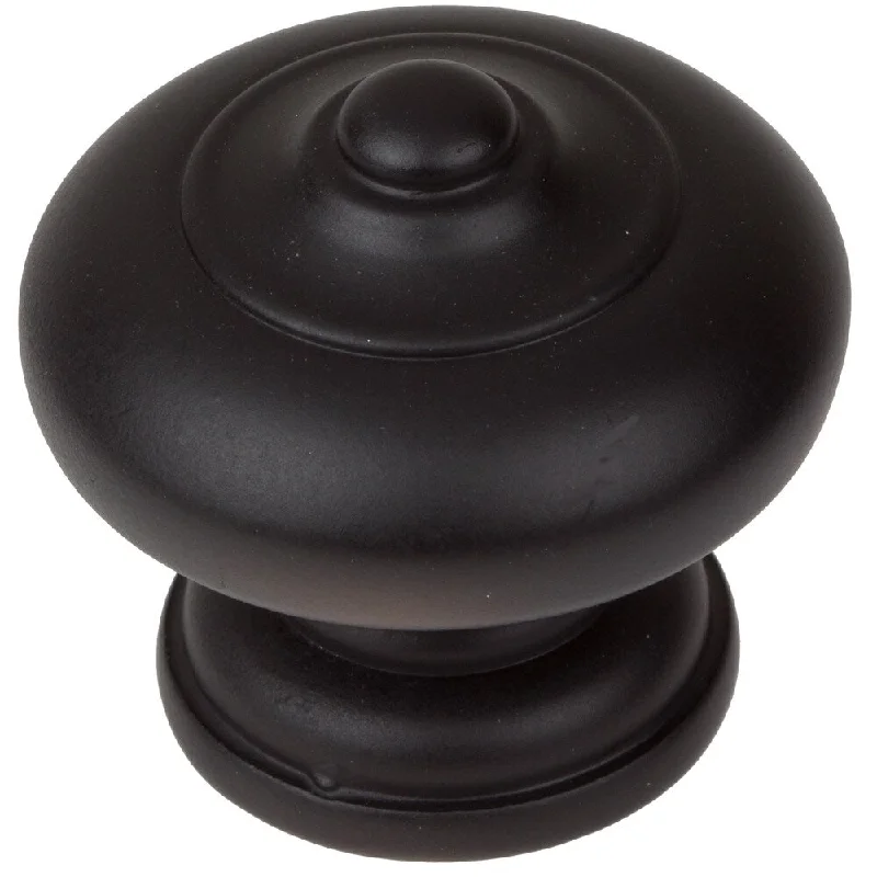 GlideRite 1.5-inch Matte Black Round Ring Mushroom Cabinet Knobs (Pack of 25)