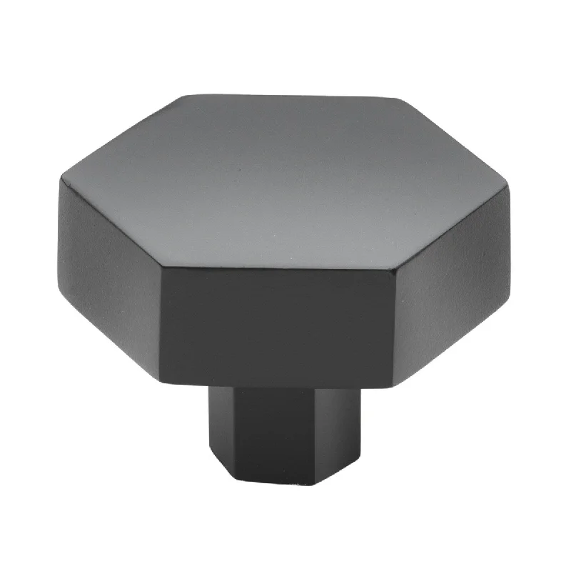 GlideRite 10-Pack 1-1/2 Inch Solid Hexagon Cabinet Knob Matte Black