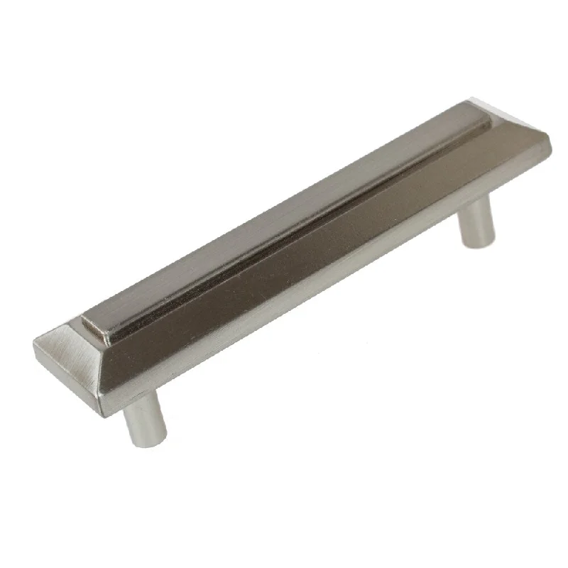 GlideRite 3-inch CC Grooved Rectangle 4-inch Length Satin Nickel Cabinet Pulls (Pack of 10 or 25)