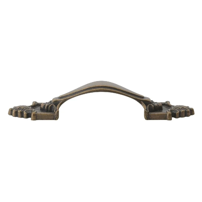 GlideRite 5-Pack 3-1/2 in. Center Antique Brass Rustic Cabinet Hardware Pulls - Antique Brass