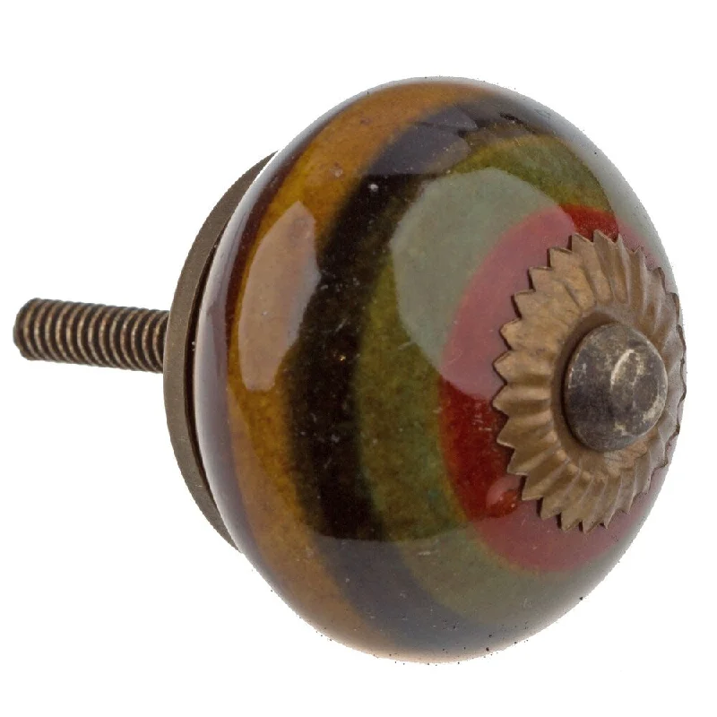 GlideRite Hand Painted 1.5-inch Ceramic Round Cabinet Furniture Knob (Pack of 10 or 25)