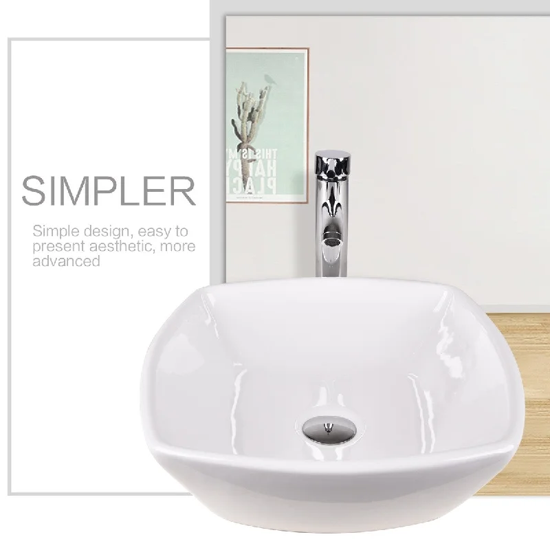 Irregular Ceramic Vessel Sink Faucet in White - 16.5*16.5*5.5