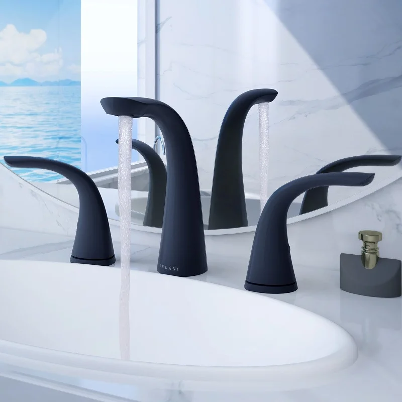 Kauai Collection. Widespread bathroom faucet. Matte Black finish. By Lulani