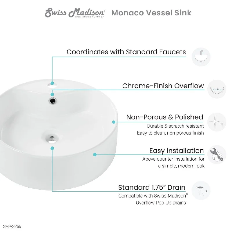 Monaco Round Vessel Sink with Faucet Mount