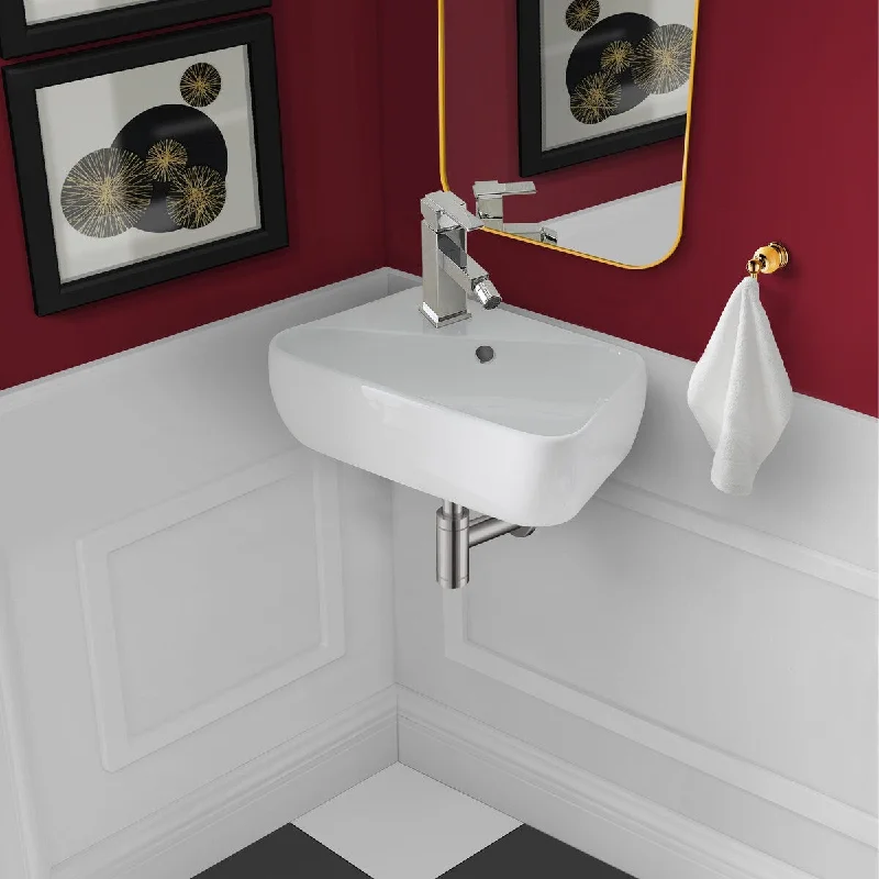 Plaisir Ceramic Wall Hung Sink with Left Side Faucet Mount