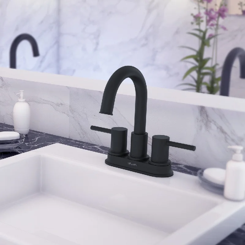 St. Lucia Collection centerset bathroom faucet. Matte Black finish. By Lulani