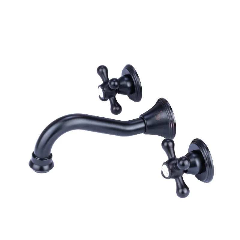 Traditional Wall Mount 3-Hole Bathroom Faucet with Cross Handles