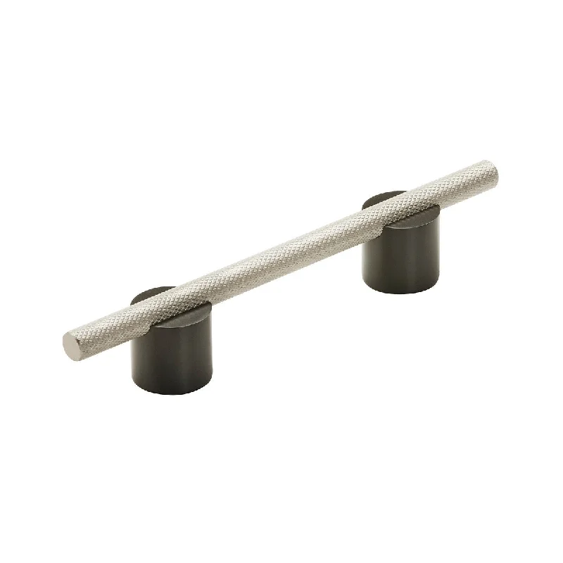 Transcendent 3-3/4 in (96 mm) Center-to-Center Matte Black/Silver Champagne Cabinet Pull - 3.75