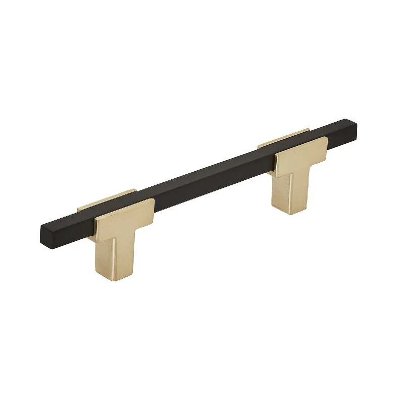 Urbanite 3-3/4 in (96 mm) Center-to-Center Brushed Gold/Matte Black Cabinet Pull - 3.75