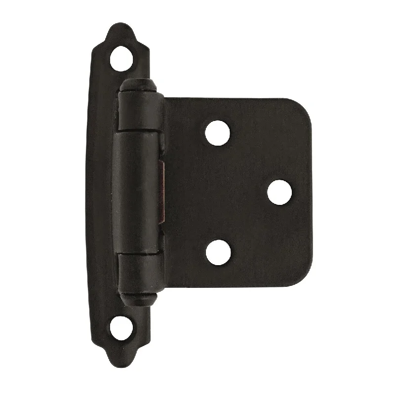 Variable Overlay Self-Closing, Face Mount Flat Black Hinge - 1 Pair - 2.75