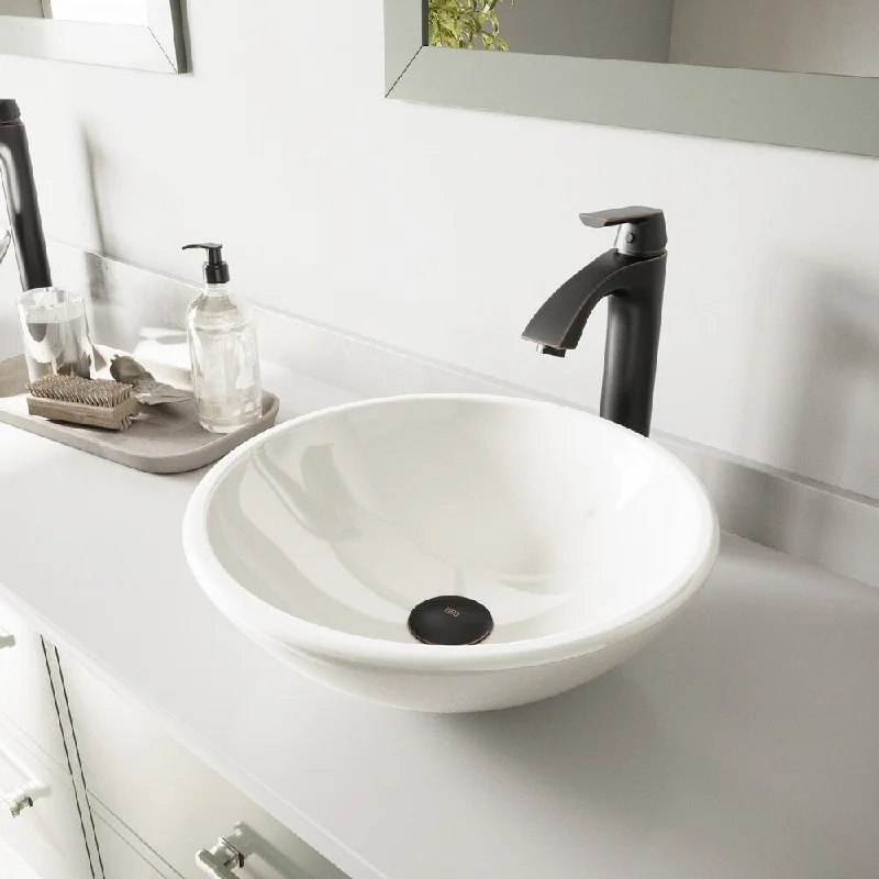 VIGO Elizabeth Phoenix Stone Vessel Bathroom Sink and Linus Faucet Set