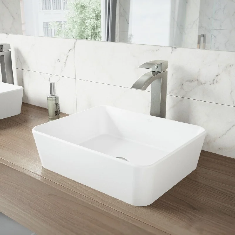 VIGO Marigold Matte Stone Vessel Bathroom Sink and Duris Faucet Set