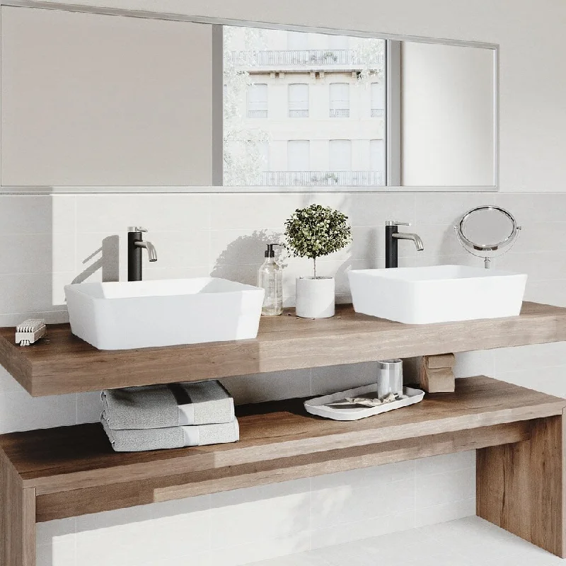 VIGO Marigold Matte StoneTM Vessel Bathroom Sink and Lexington cFiber Vessel Bathroom Faucet in Brushed Nickel