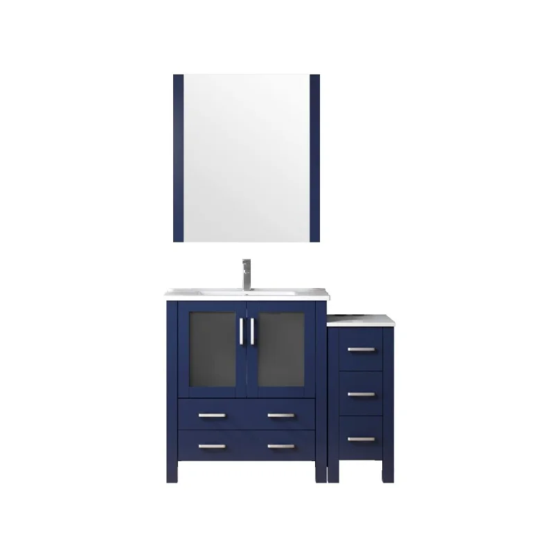 Volez Bath Vanity with Side Cabinet, Faucet Set and Mirror