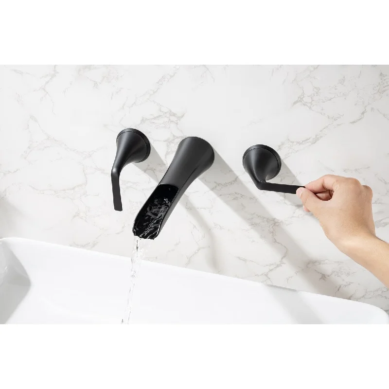 Wall Mounted Bathroom Sink Faucet with Double Lever Handles