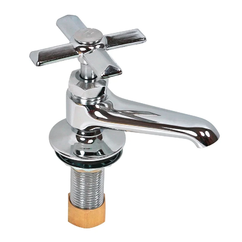 Aqua Plumb Chrome Faucet Single Hole. Vintage and Timeless Chrome Style with Polished Chrome Cross Handle.