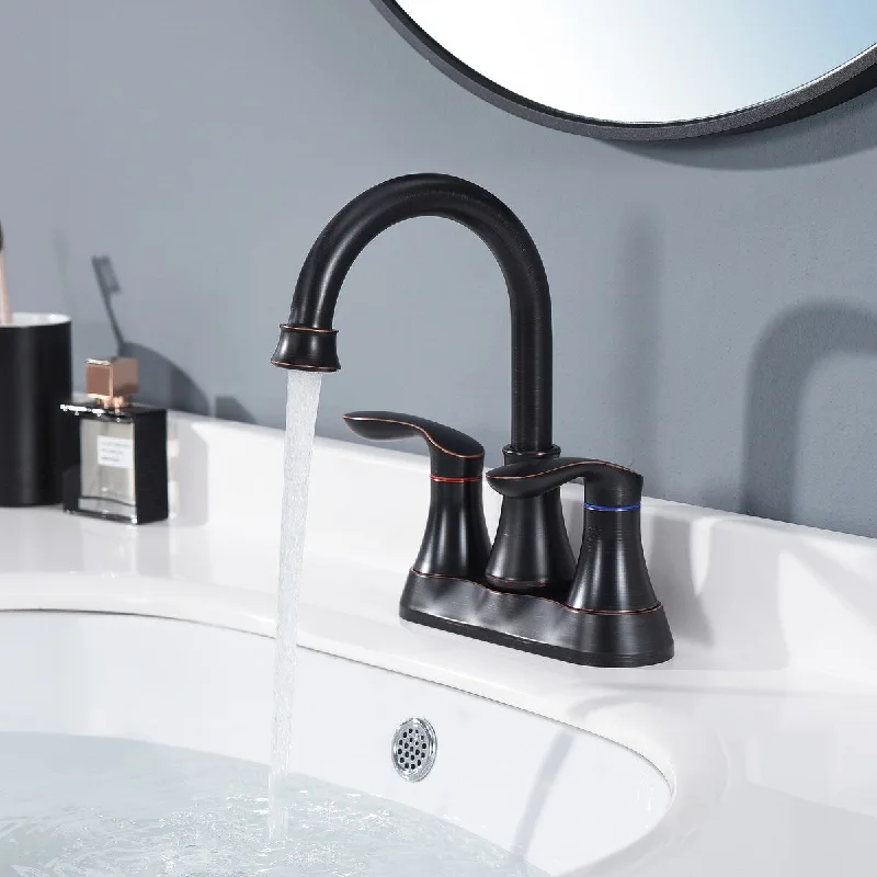 EPOWP 2 Handle Bathroom Sink Faucet with Pop-up Drain Supply Lines