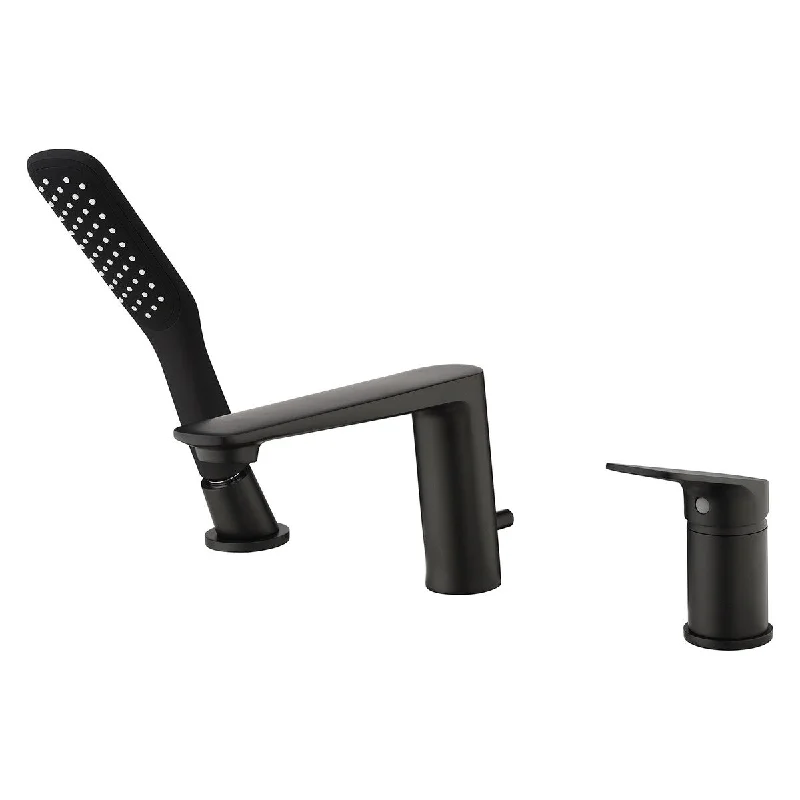 EPOWP Bathroom Matt Black Single Handle Deck Mounted Roman Tub Faucet