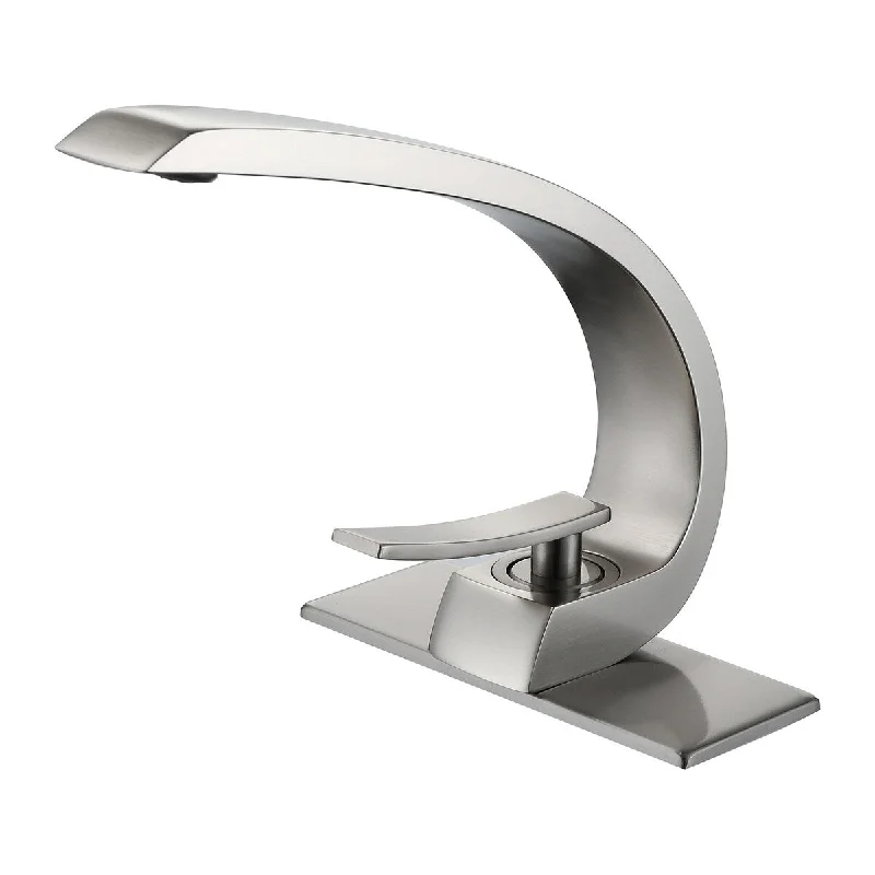 EPOWP High Arc Brushed Nickel Single Hole Bathroom Faucet Sink Faucet