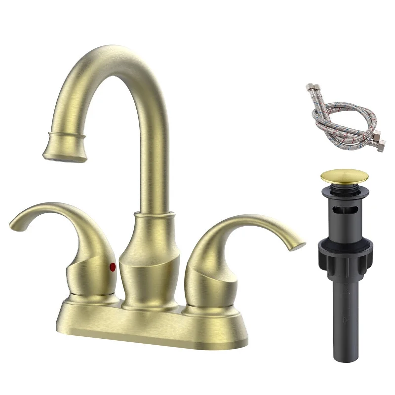 Gold 2-Handle Bathroom Faucet with 360 Degree Rotating Spout