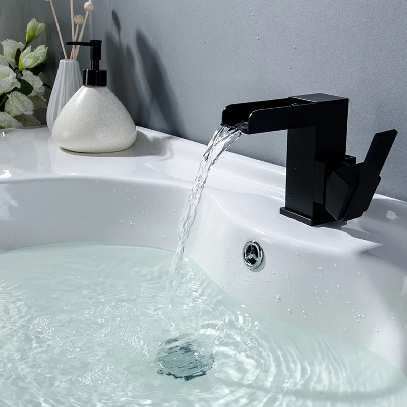 Matte Black Switch Single Hole Single-Handle Bathroom Faucet - 7'6" x 9'6"