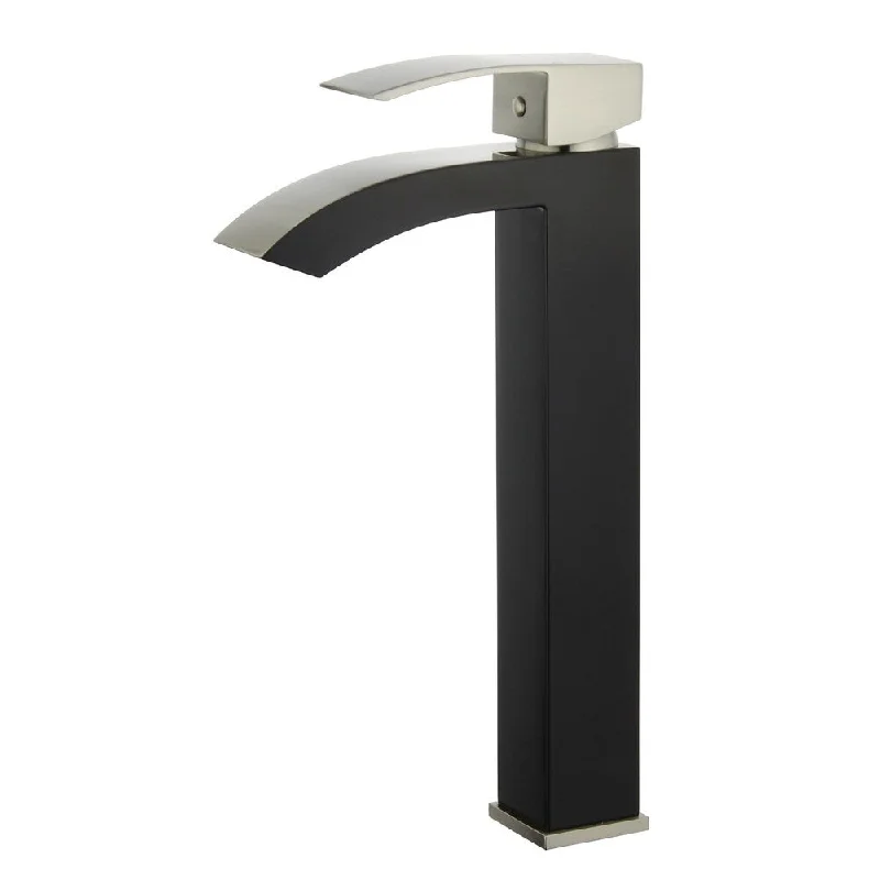 Quest 12" Single Hole Single Handle Bathroom Faucet in Black and Brushed Nickel Finish