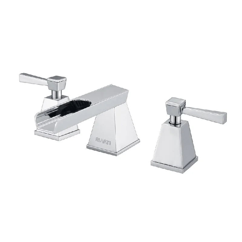 Ruvati Polished Chrome Waterfall Two Handle 8-15-inch Widespread Bathroom Faucet