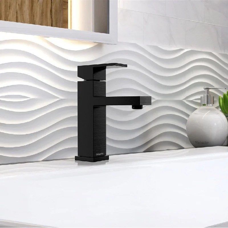 Santorini Collection. Single handle bathroom faucet. Steel Black finish. By Lulani