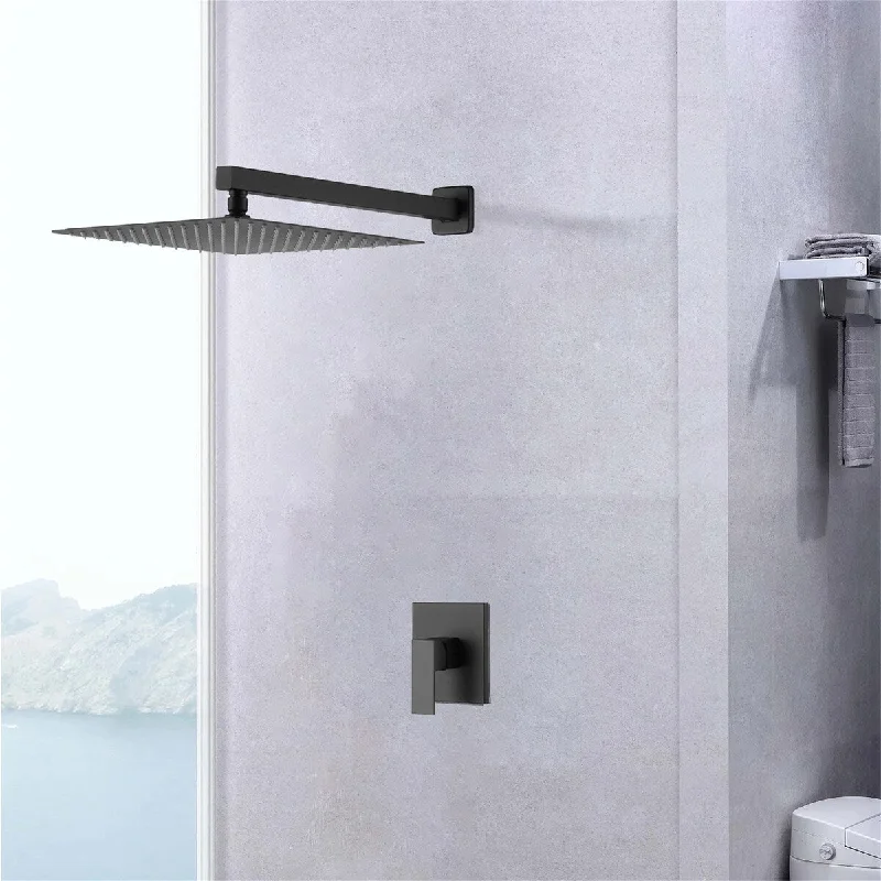 Wall Mounted Shower Faucet in Matte black (Valve Included)