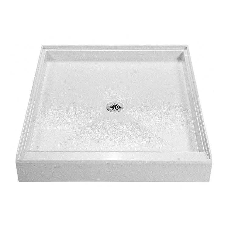 Shower Base Single Threshold White 48 x 42 Inch Acrylic Center Drain