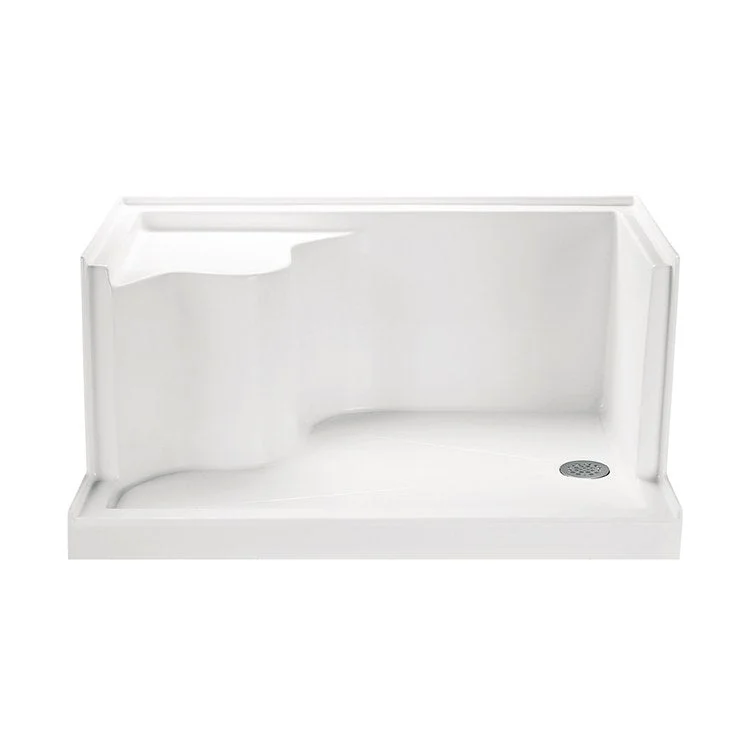 Shower Base Seated Threshold Biscuit 48 x 33 Inch Acrylic Left Hand Drain