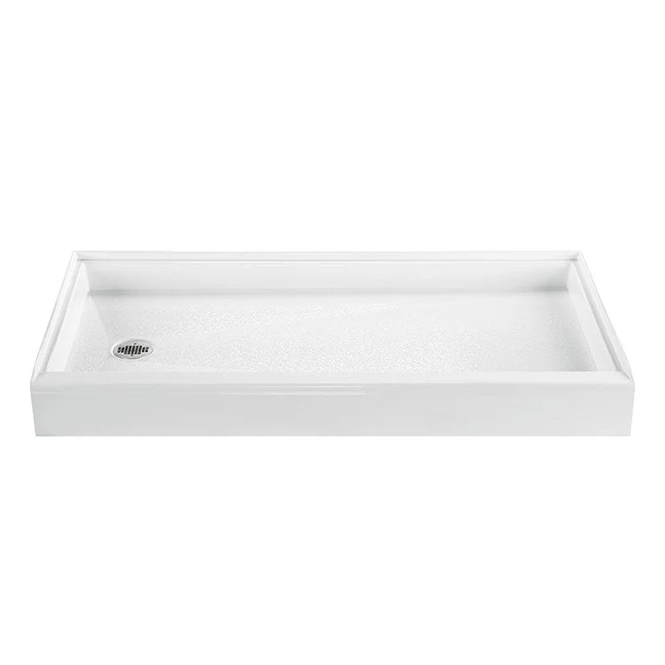 Shower Base Single Threshold White 60 x 32 Inch Acrylic Left Hand Drain