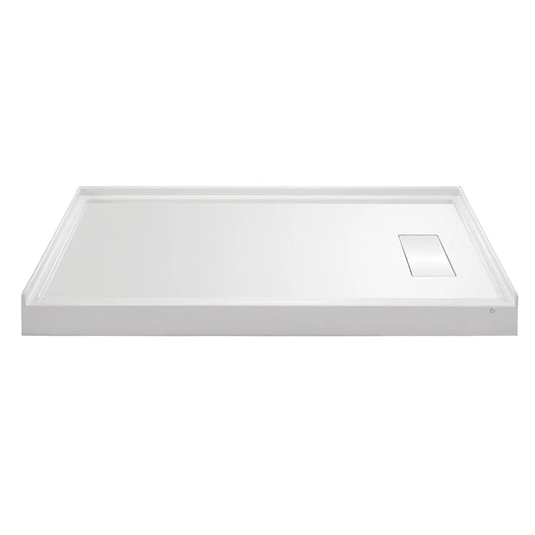 Shower Base Single Threshold Hidden Drain Biscuit 60 x 36 Inch Acrylic Hidden Offset Left Hand Drain