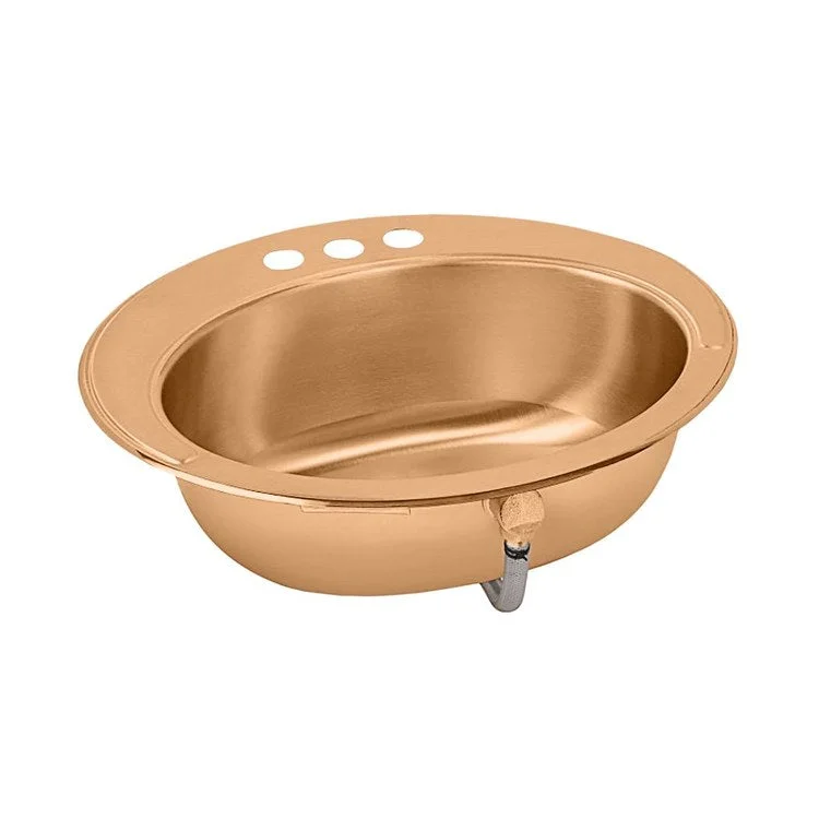 Lavatory Sink CuVerro 19.5 x 16.5 Inch Oval ADA Lustrous Satin LKF293-CU Overflow Assembly CS3 Hole