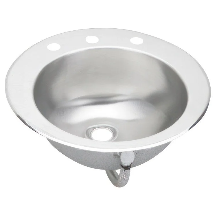 Lavatory Sink Asana 19 x 19 Inch Circle Lustrous Satin LKF296 Overflow Assembly 2 Hole