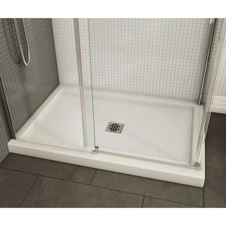 Shower Base B3 Square Drain/Corner Left White 48L x 32W Inch Acrylic Center